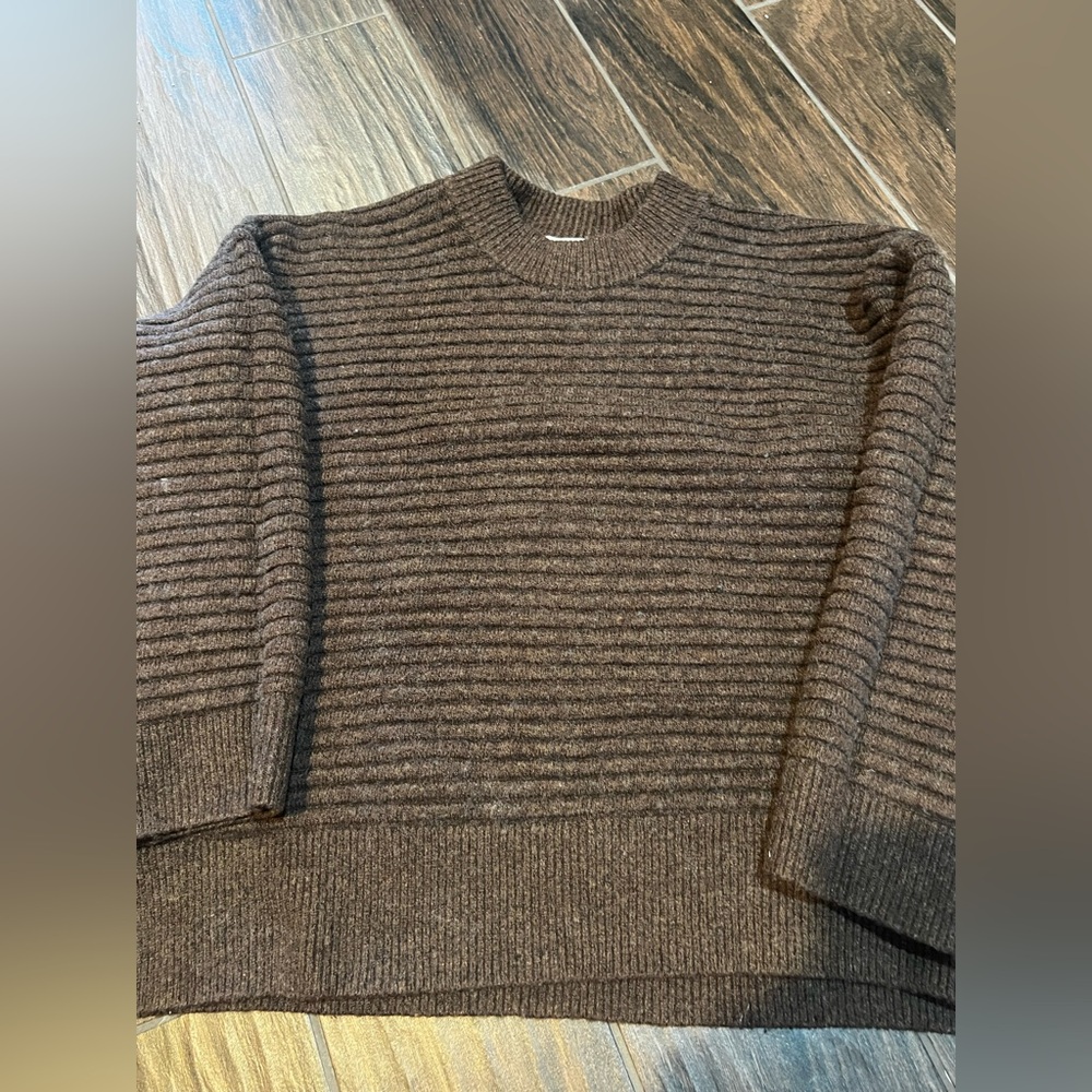 Madewell Brown Ribbed Crew Neck Sweater